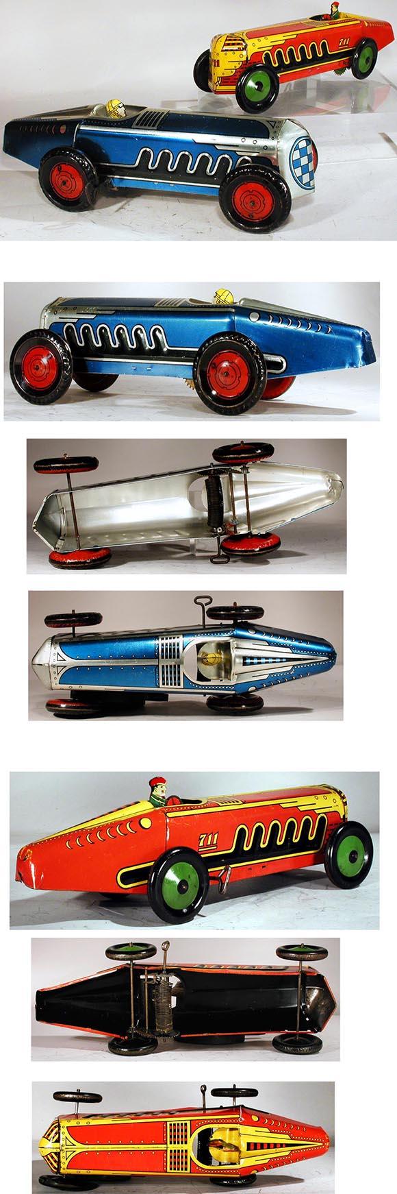 c.1935 Marx, Speed Racer (Blue) and Giant King Racer (Red)